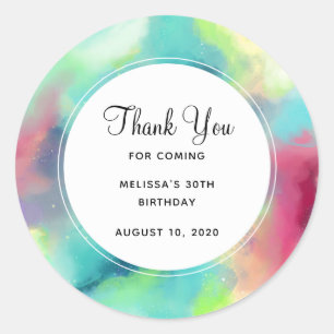 Sticker Rond Aquarelle verte et rouge moderne de nébuleuse de