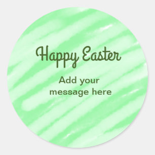 Sticker Rond Aquarelle verte heureux Pâques ajouter le message 
