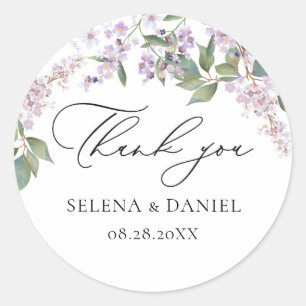 Sticker Rond Aquarelle violet Mariage floral