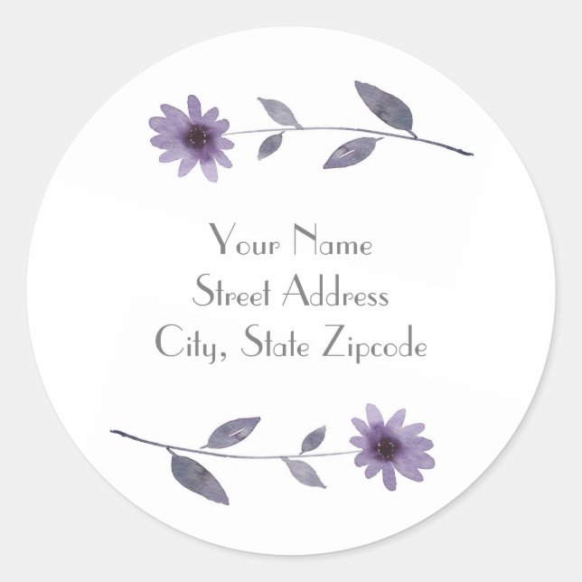 Sticker Rond Aquarelle violette (Devant)