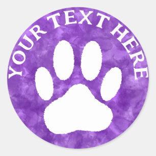 Sticker Rond Aquarelle violette blanche du texte personnalisé E