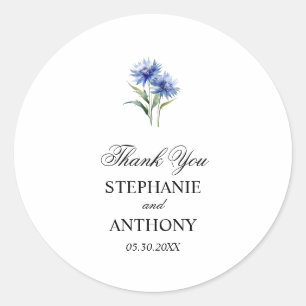 Sticker Rond Aquarelle violette Cornflower Mariage Fleur sauvag