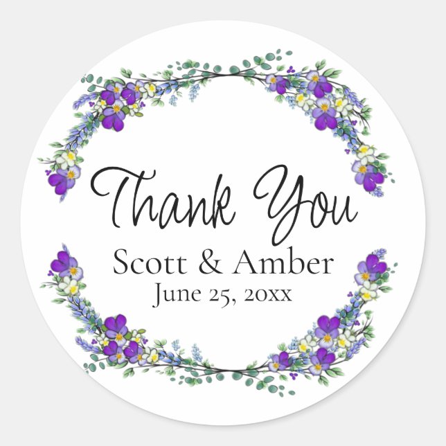 Sticker Rond Aquarelle violette Lavender Eucalyptus (Devant)