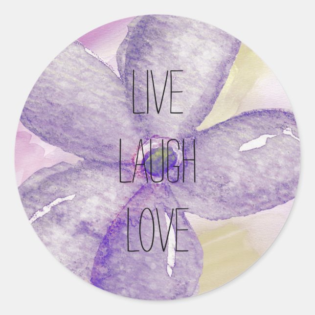 Sticker Rond Aquarelle violette or fleur de rêve (Devant)