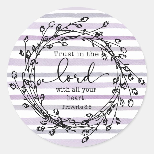 Sticker Rond Aquarelle violette rayures confiance dans le Seign (Devant)