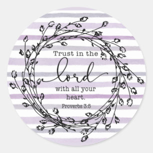 Sticker Rond Aquarelle violette rayures confiance dans le Seign