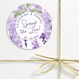 Sticker Rond Aquarelle Wisteria Mariage Étaler Le Script d'amou