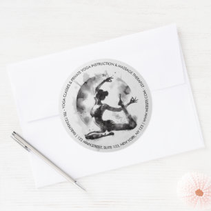 Sticker Rond Aquarelle Yoga Reiki Pose King Pigeon à une jambe