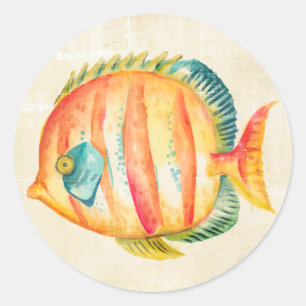 Sticker Rond Aquarium coloré Poisson