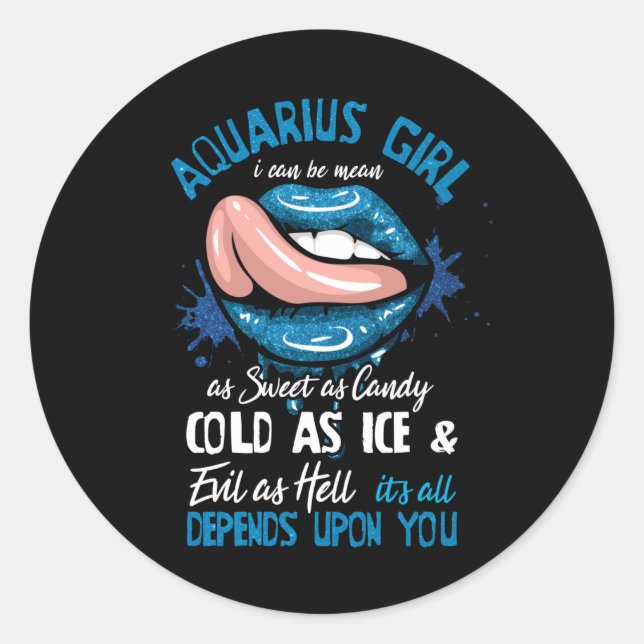 Sticker Rond Aquarius Girl Zodiac Horoscope (Devant)