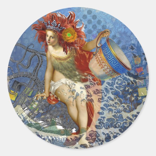 Sticker Rond Aquarius Mermaid Bleu gothique (Devant)