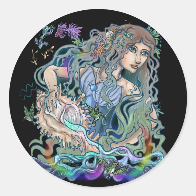 Sticker Rond Aquarius Zodiac (Devant)