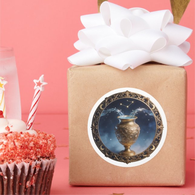 Sticker Rond Aquarius Zodiac Water Bearer (Fête)