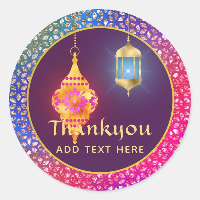 Sticker Rond Arabe, Marocain, Bollywood Party Personnalisé (Devant)