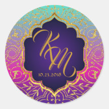 Arabian Nights Bollywood Monogram Mariage Étiquett