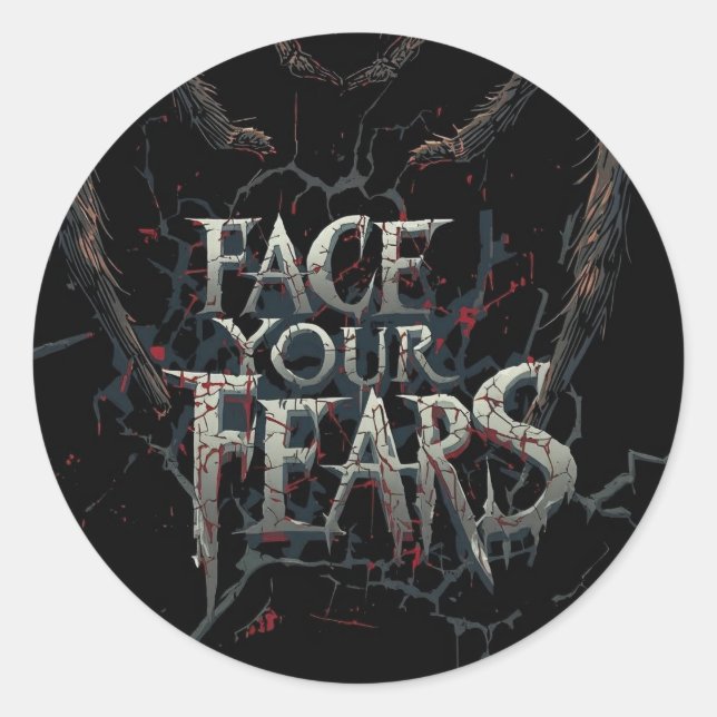 Sticker Rond Araignée de nuit - Illustration d'horreur noire (Devant)