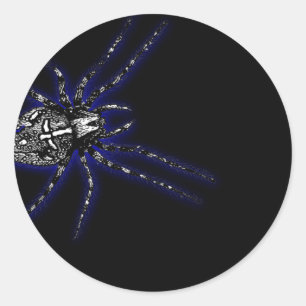 Sticker Rond Araignée de Tarantula Bleue Halloween