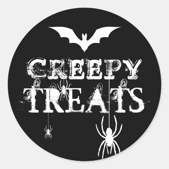 Sticker Rond Araignées Déplaisantes d'Halloween noir et blanc (Devant)