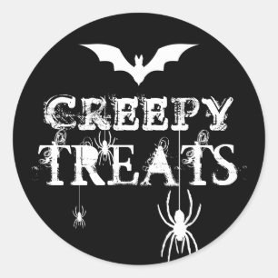 Sticker Rond Araignées Déplaisantes d'Halloween noir et blanc
