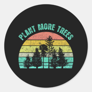 Sticker Rond Arbor Day 2021 Plante Plus d'arbres Retro Nature C