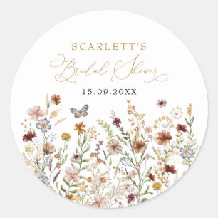 Sticker Rond Arborant Fleur Sauvage Papillon Jardin Mariage