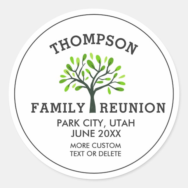 Sticker Rond Arborescence de réunion de famille Nom personnalis (Devant)