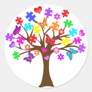 Sticker Rond Arborescence des sensibilisations sur l'autisme
