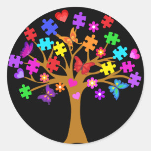 Sticker Rond Arborescence des sensibilisations sur l'autisme