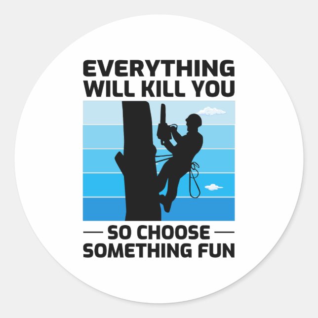 Sticker Rond Arboriste Arbre Chirurgien Climber Escalade Trimme (Devant)