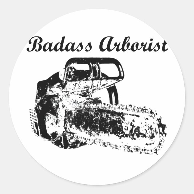 Sticker Rond Arboriste de Badass - scie (Devant)