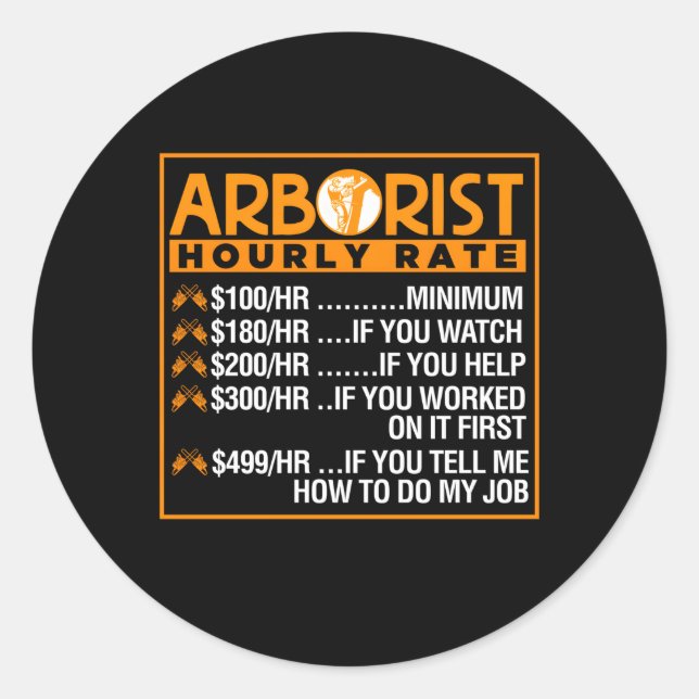 Sticker Rond Arboriste Horaire Note Arboriste (Devant)