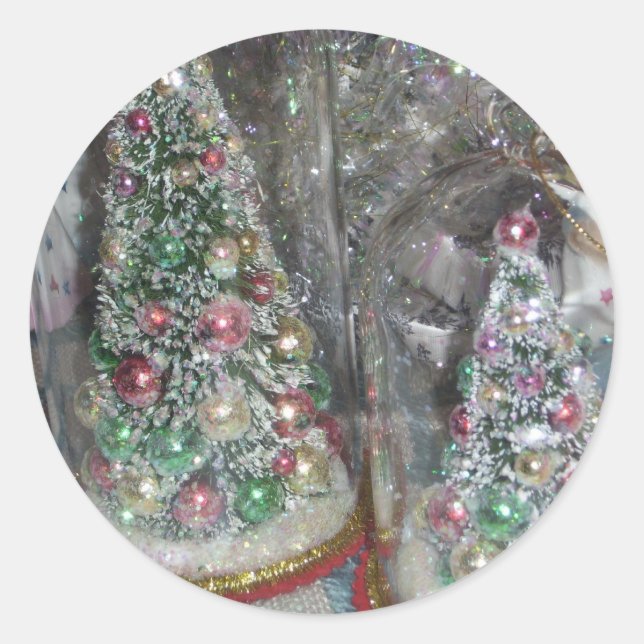 Sticker Rond Arbre à pinceau vintage (Devant)