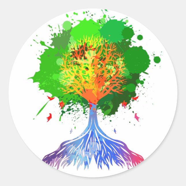 Sticker Rond Arbre arc-en-ciel (Devant)