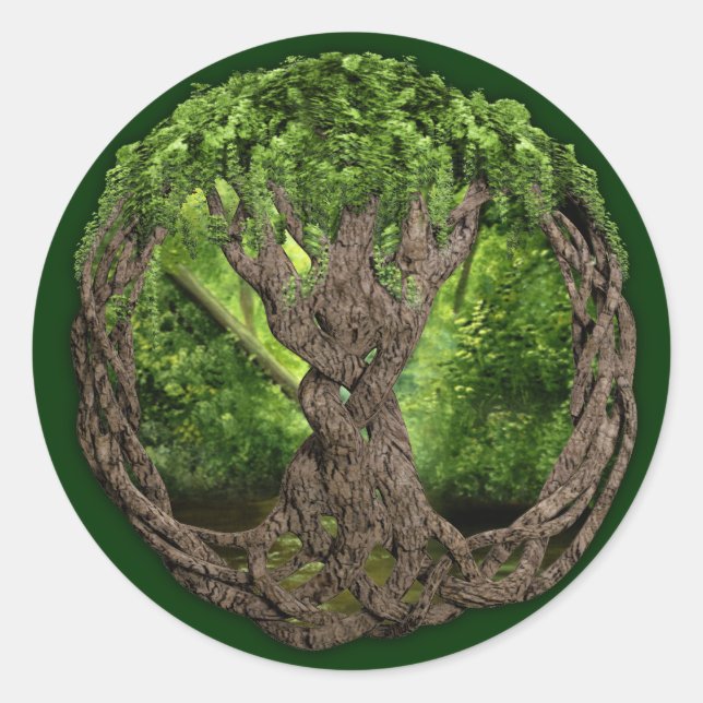 Sticker Rond Arbre Celtique De Vie (Devant)