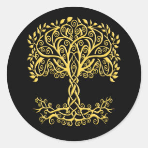 Sticker Rond Arbre Celtique Jaune