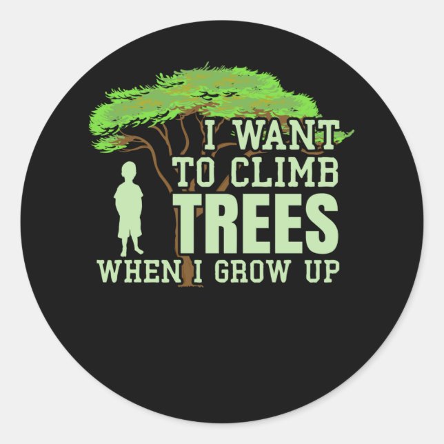 Sticker Rond Arbre Climber futur Arboriste Funny Arbre Escalade (Devant)