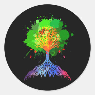 Sticker Rond Arbre d'arc-en-ciel de la vie