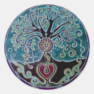 Sticker Rond Arbre de bénédiction d'autocollant de mandala de