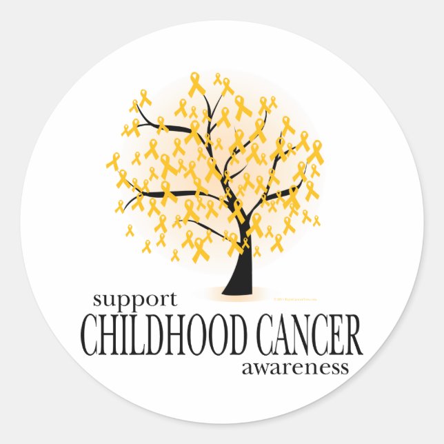 Sticker Rond Arbre de cancer de l'enfance (Devant)
