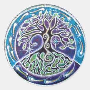 Sticker Rond Arbre de mandala de la vie plus malade