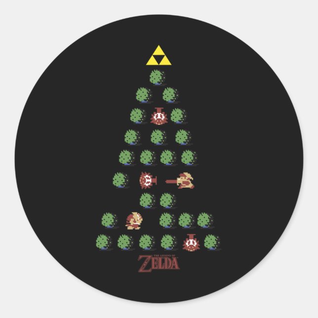 Sticker Rond Arbre de Noël 8 bits (Devant)