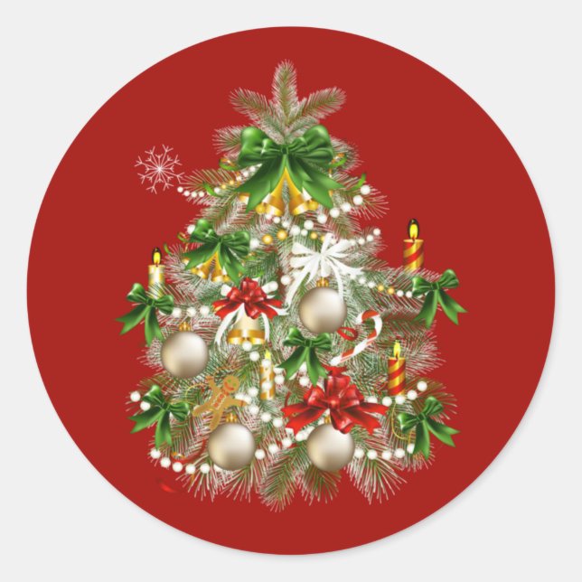 Sticker Rond Arbre de Noël avec chandeliers (Devant)
