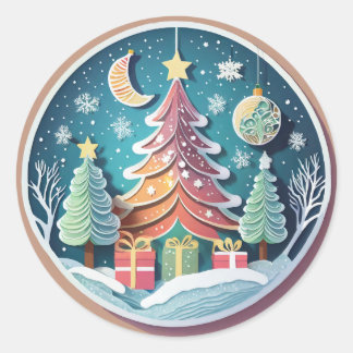 Sticker Rond Arbre de Noël avec présentoirs