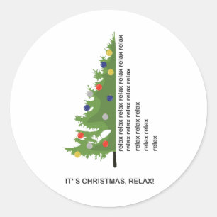 Sticker Rond Arbre de Noël avec texte Relax