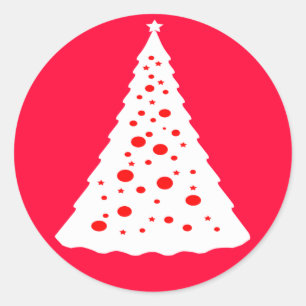 STICKER ROND ARBRE DE NOËL BLANC