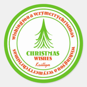 Sticker Rond Arbre de Noël blanc rouge et vert