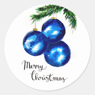 Sticker Rond Arbre de Noël bleu
