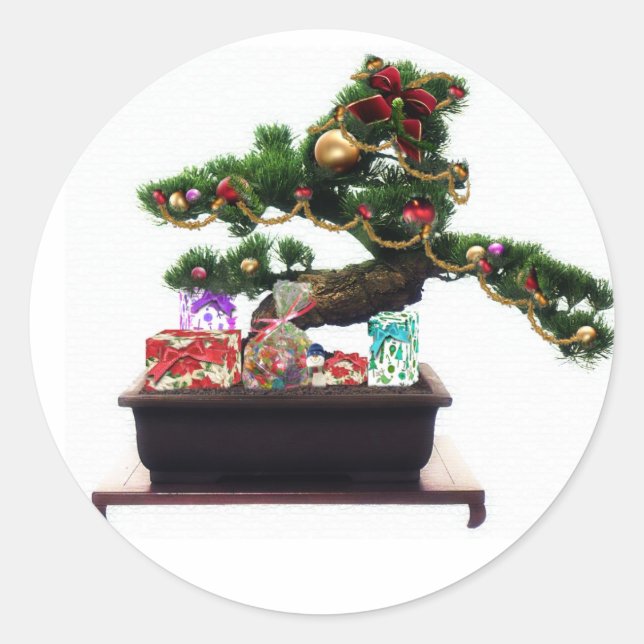 Sticker Rond Arbre de Noël Bonsai (Devant)