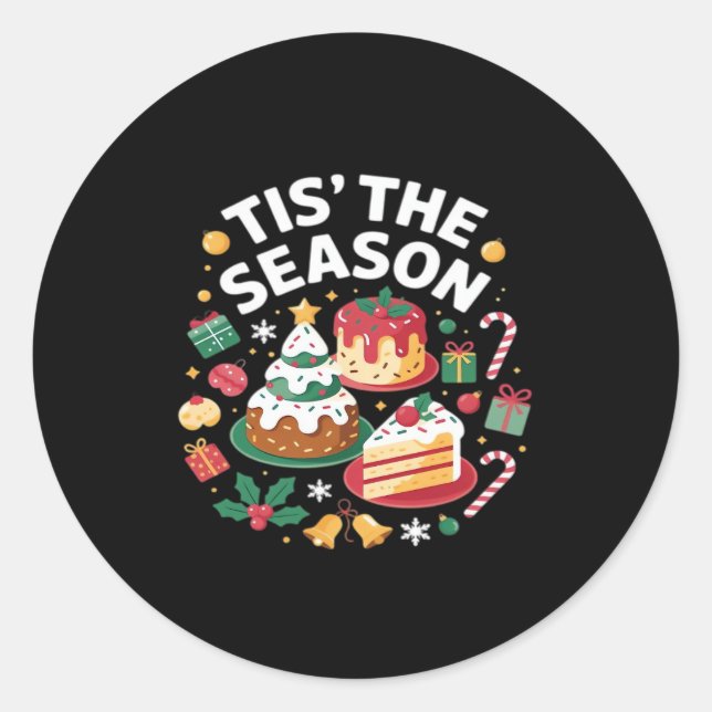 Sticker Rond Arbre De Noël Cute - Cette Saison (Devant)