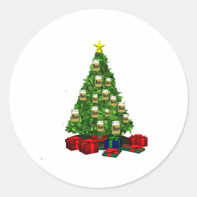Sticker Rond Arbre de Noël de bière (Devant)